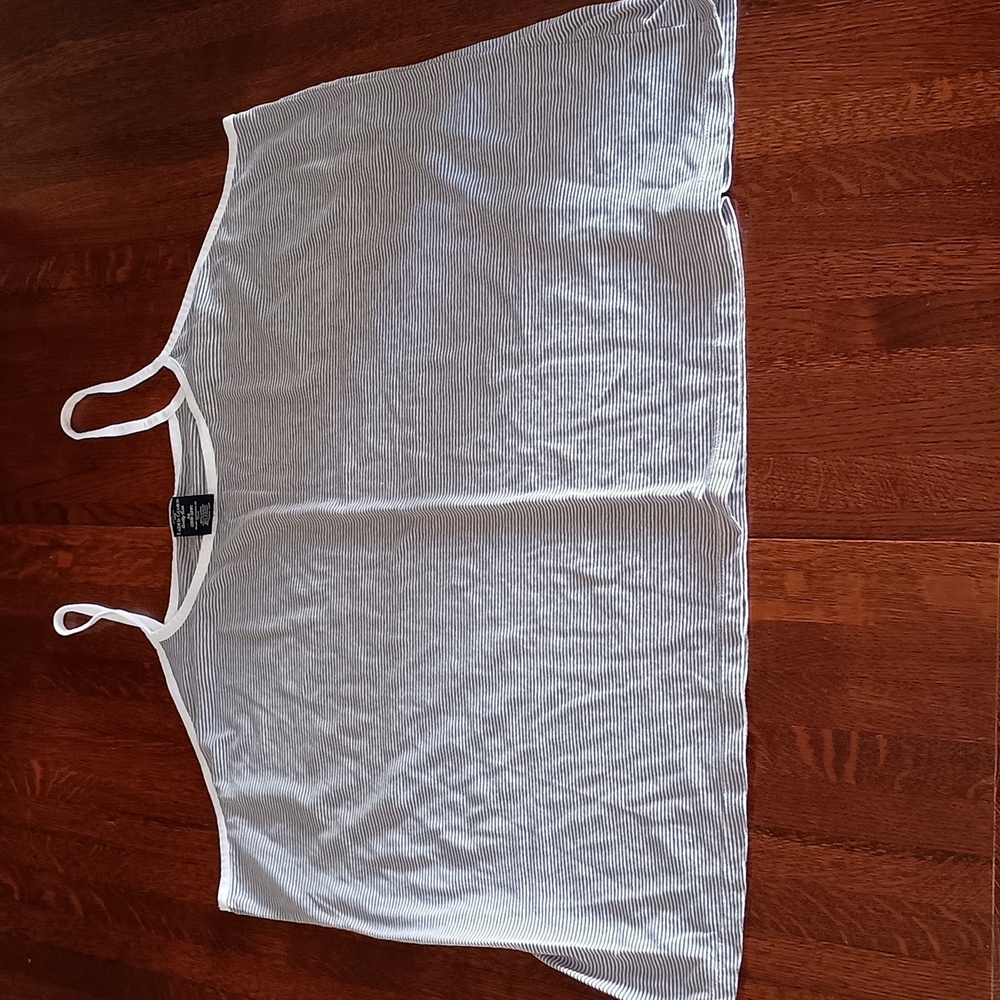 Faded Glory Size 4X Grey Stripe Tank Top (y555)